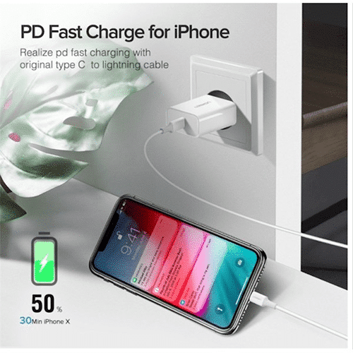 მობილურის დამტენი - Ugreen CD137 Fast Charging Port USB Type C Original Power Adapter with PD 20W EU White