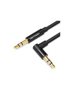 Aux კაბელი - 3.5mm Male to 90°Male Audio Cable 1.5M Black Metal Type Vention
