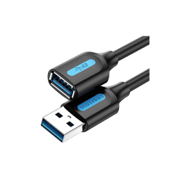 USB დამაგრძელებელი - Vention USB 3.0 A Male To A Female Extension Cable Black PVC Type 2მ