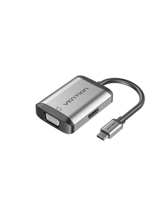 Multi ადაპტერი - Type-C to HDMI/VGA/USB3.0/PD Converter 0.15M Gray Metal Type Vention