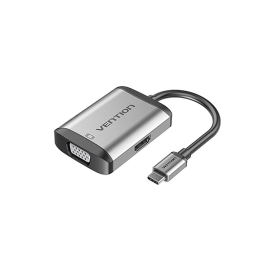 Multi ადაპტერი - Type-C To HDMI VGA USB3.0 PD Converter 0.15M Gray Metal Type Vention