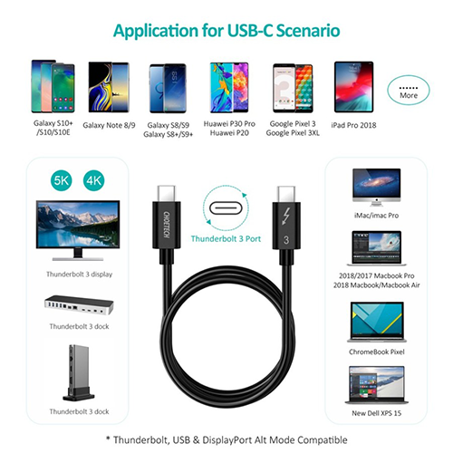 კაბელი - Choetech A3007 Thunderbolt 3 Cable 40Gbps