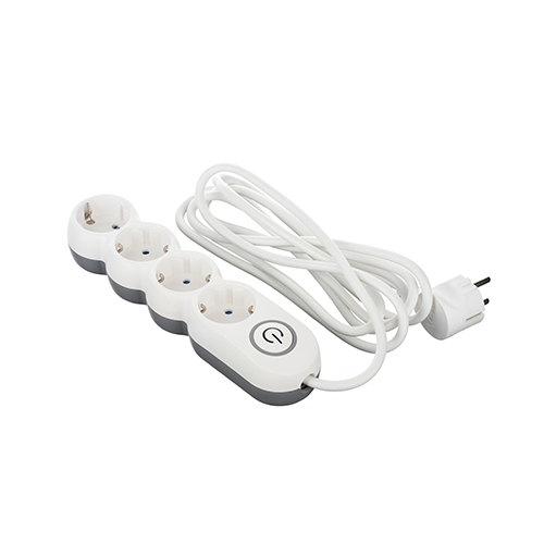 4 პორტიანი დამაგრძელებელი - 2E 4 x Chuko Children Protection White-Grey 3მ