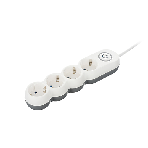 4 პორტიანი დამაგრძელებელი - 2E 4 x Chuko Children Protection White-Grey 3მ