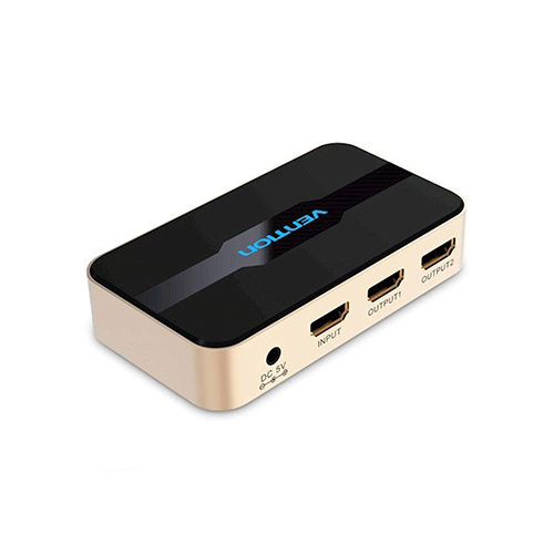 Splitter - Vention 1 In 2 Out HDMI Splitter 4K@30Hz Gold Aluminum Alloy
