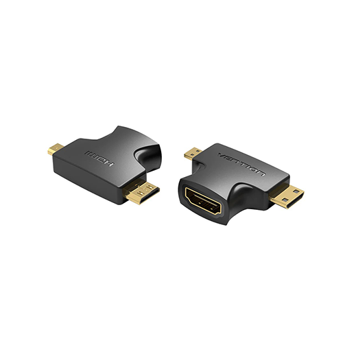 გადამყვანი - 2 in 1 Mini HDMI and Micro HDMI Male To HDMI Female Adapter Black Vention