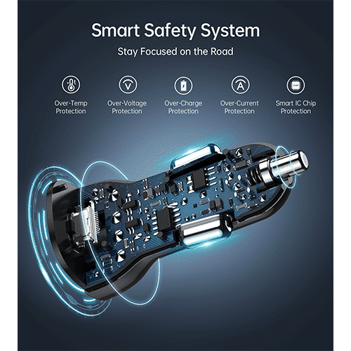 მანქანის დამტენი - Choetech TC0005 QC 3.0 + PD20W 38W Car Charger