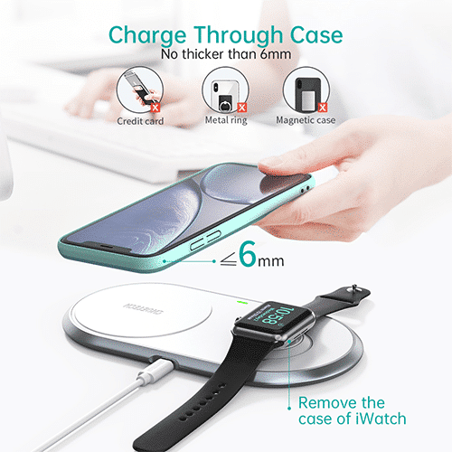 მულტი უკაბელო დამტენი - Choetech T317 2 in 1 Fast Wireless Charger with Stand for Apple Phone and Watch