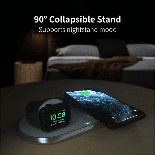 მულტი უკაბელო დამტენი - Choetech T317 2 in 1 Fast Wireless Charger with Stand for Apple Phone and Watch