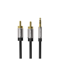 Aux კაბელი - Vention 3.5mm Aux To 2xRCA Black Metal Type 1.5მ