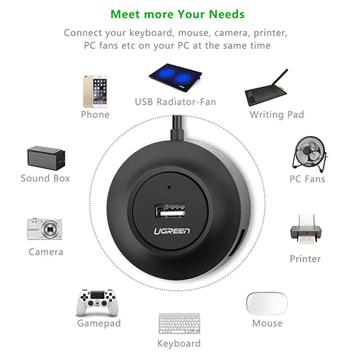 USB Hub 4 Port - Ugreen CR106 1 M Black