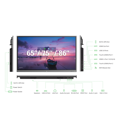 ინტერაქტიული სმარტ ეკრანი - Vivitek NovoTouch EK653i, 65”, 4K UHD, Android v8.0, Smart Board, Grey