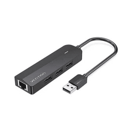 Multi ადაპტერი - Vention CHPBB 3-Port USB 2.0 Hub With 100M Ethernet Adapter 0.15M Black
