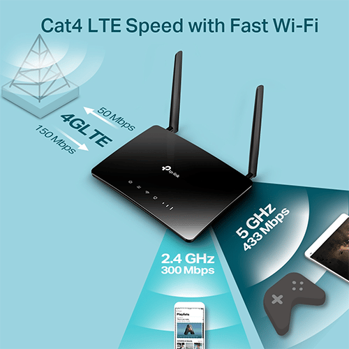 W-iFi როუტერი - TP-Link AC750 MR200 4G LTE Router + Sim Card Port