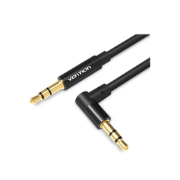 Aux კაბელი - Vention 3.5 mm Male To 90° Male Audio Cable Black Metal Type 1მ