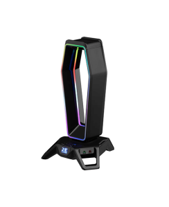 ყურსასმენის სადგამი - 2E Gaming GST330 Headset Stand 3in1 RGB 7.1 USB Black