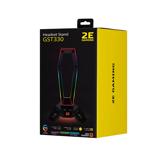 ყურსასმენის სადგამი - 2E Gaming GST330 Headset Stand 3in1 RGB 7.1 USB Black