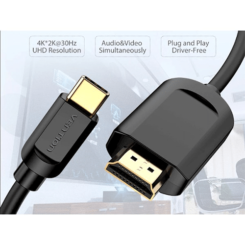 გადამყვანი კაბელი - Vention Type-C To HDMI Cable Black 1.5m