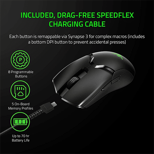 უკაბელო ტენვადი მაუსი - Razer Gaming Mouse Viper Ultimate USB Black Rechargeable WL