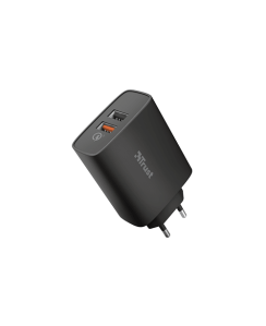 მობილურის დამტენი - Trust Qmax USB A+A Wall Charger QC3 30W