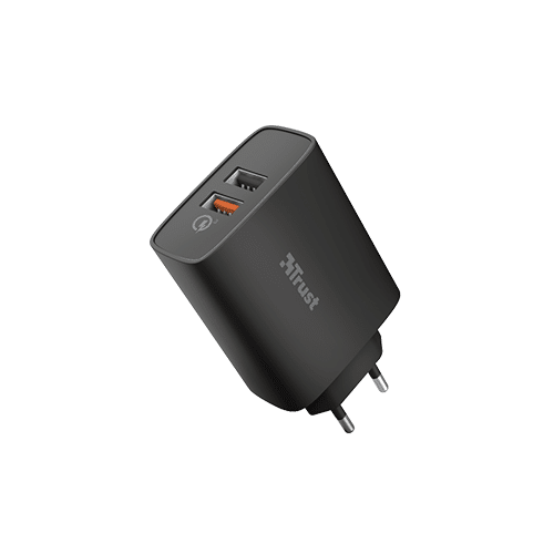 მობილურის დამტენი - Trust Qmax USB A+A Wall Charger QC3 30W