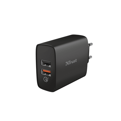 მობილურის დამტენი - Trust Qmax USB A+A Wall Charger QC3 30W