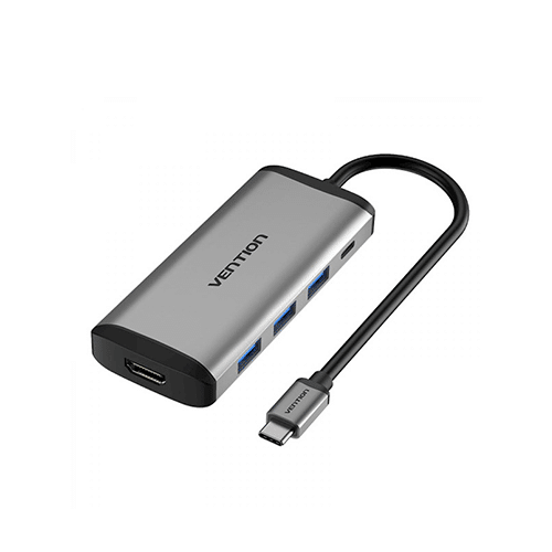 Multi ადაპტერი - Type-C USB Hub + HDMI - Vention Gray Metal Type