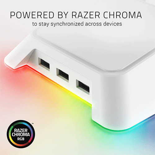 ყურსასმენის სადგამი - Razer Base Station Chroma Mercury White