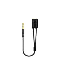 Aux კაბელი 1x2 - Aux Male 3.5mm to 2 Fimale 3.5mm Black KY-190