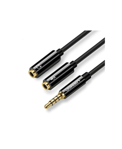 Aux კაბელი 1x2 - Ugreen AV141 Audio Cable 3.5mm Jack Microphone Splitter cable 1 Male to 2 Female black 20cm 30620