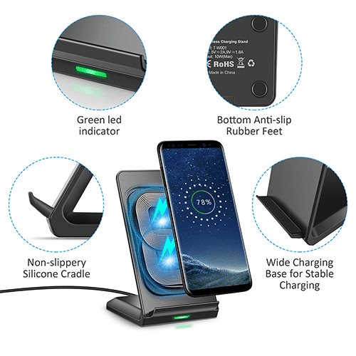 მობილურის უკაბელო დამტენი - Choetech T524-S 10W Fast Wireless Charging Stand