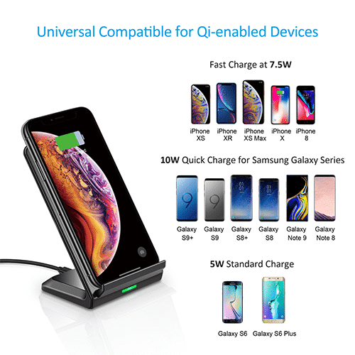 მობილურის უკაბელო დამტენი - Choetech T524-S 10W Fast Wireless Charging Stand