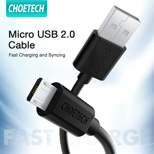 მობილურის კაბელი - Choetech AB003 USB-A to Micro USB 1.2m PVC Cable