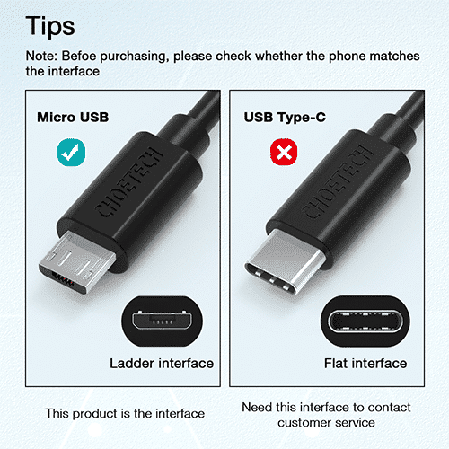 მობილურის კაბელი - Choetech AB003 USB-A to Micro USB 1.2m PVC Cable