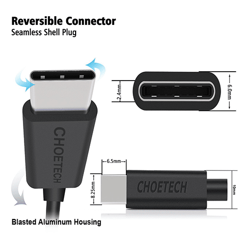 მობილურის დამტენი - Choetech AC0002 1m USB-A To Type-C PVC Cable