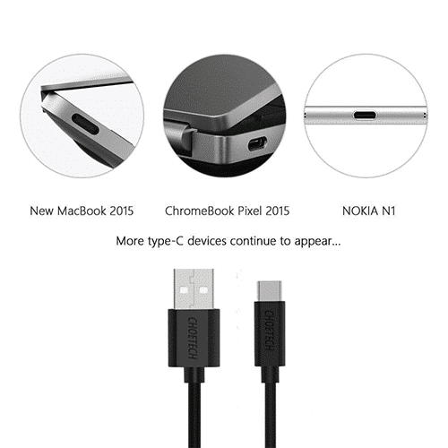 მობილურის დამტენი - Choetech AC0002 1m USB-A To Type-C PVC Cable