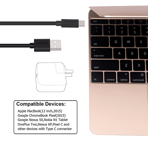 მობილურის დამტენი - Choetech AC0002 1m USB-A To Type-C PVC Cable