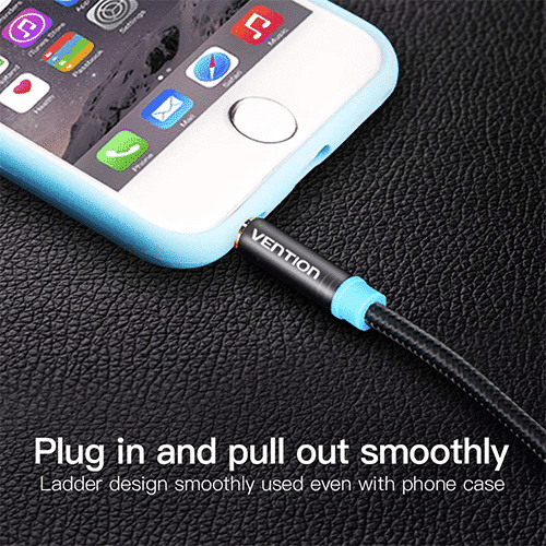Aux კაბელი - Vention 3.5 mm Black Metal Type 2m