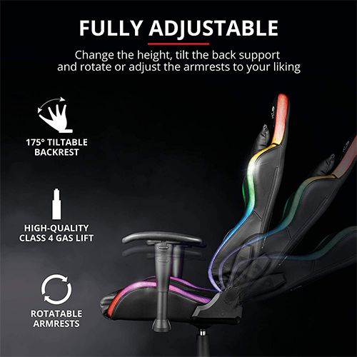 კომპიუტერის სკამი - Trust GXT 716 Rizza RGB Led Gaming Chair + Power Bank 10000 mAh