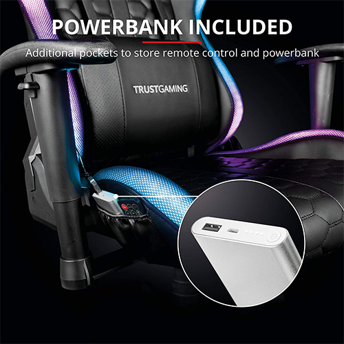 კომპიუტერის სკამი - Trust GXT 716 Rizza RGB Led Gaming Chair + Power Bank 10000 mAh