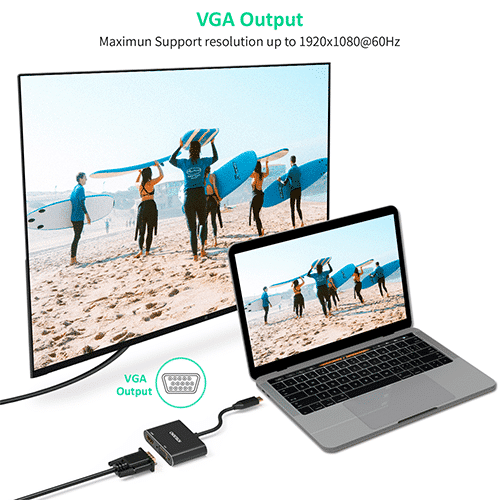 Multi ადაპტერი - Choetech HUB-M17 Type-C to HDMI + VGA Adapter