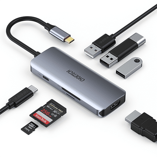 Multi ადაპტერი - Choetech HUB-M19 7 in 1 Type-C to HDMI Multiport Adapter