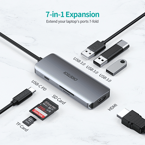 Multi ადაპტერი - Choetech HUB-M19 7 in 1 Type-C to HDMI Multiport Adapter