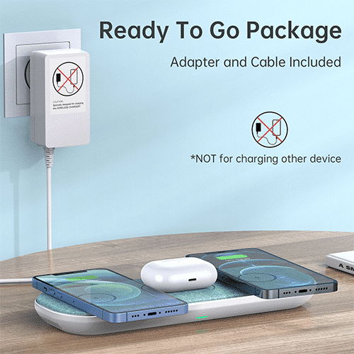 მულტი უკაბელო დამტენი - Choetech T569-S 30W Triple 3 In 1 Qi-Certified Fast Wireless Charger With 48W Adapter