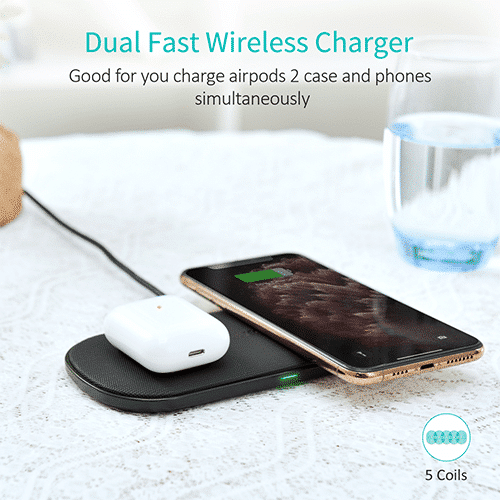 მულტი უკაბელო დამტენი - Choetech T535-S 20W, 2 In 1 Wireless 5 coils Charging Pad