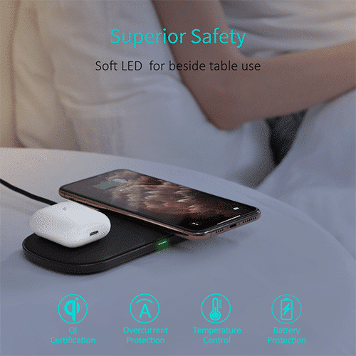 მულტი უკაბელო დამტენი - Choetech T535-S 20W, 2 In 1 Wireless 5 coils Charging Pad