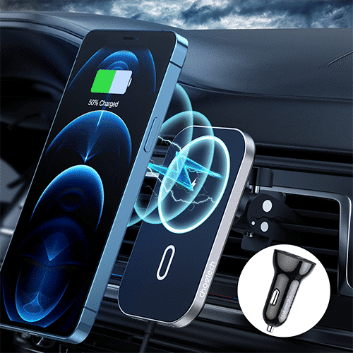 მანქანის უკაბელო დამტენი - Choetech T200-F Magnetic 15W wireless car charger holder