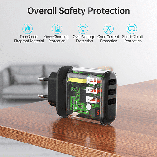 მობილურის დამტენი - Choetech Q5009-EU 17W 3 USB-A Charger